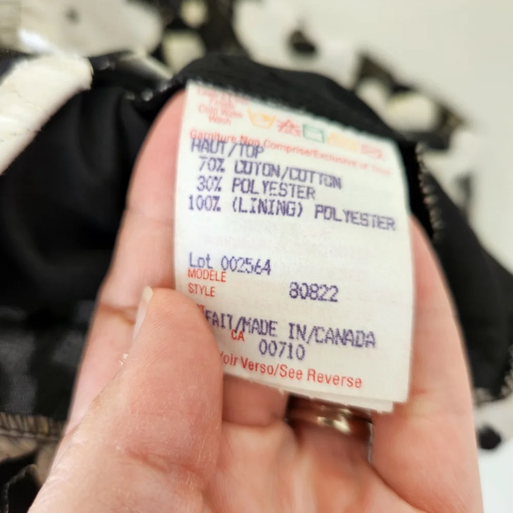 Joseph Ribkoff Black and White Floral Halter V-Neck Tank Zip-Front Acccent - Picture 4 of 4